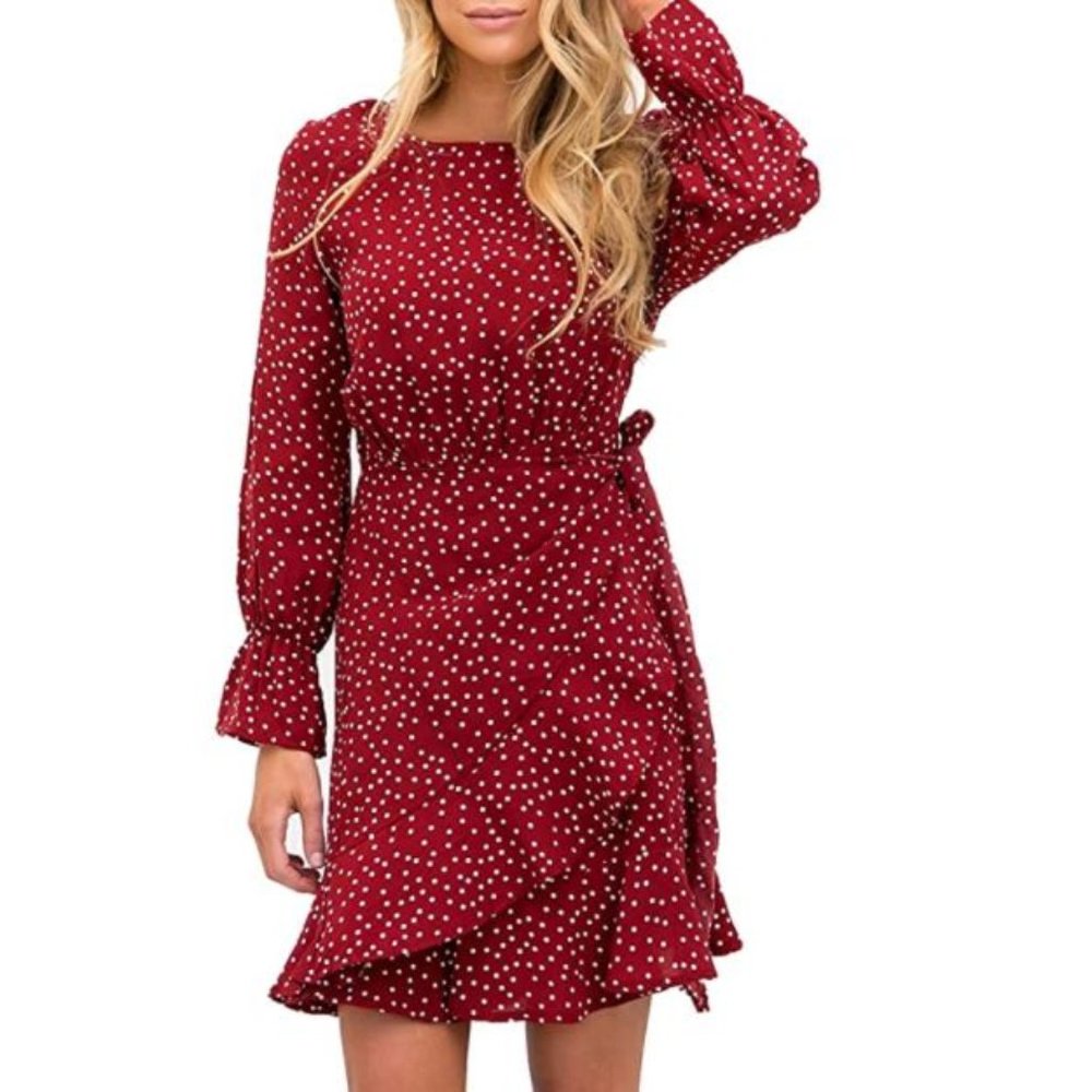 Relipop Women's Dress Polka Dot Print Long Sleeve